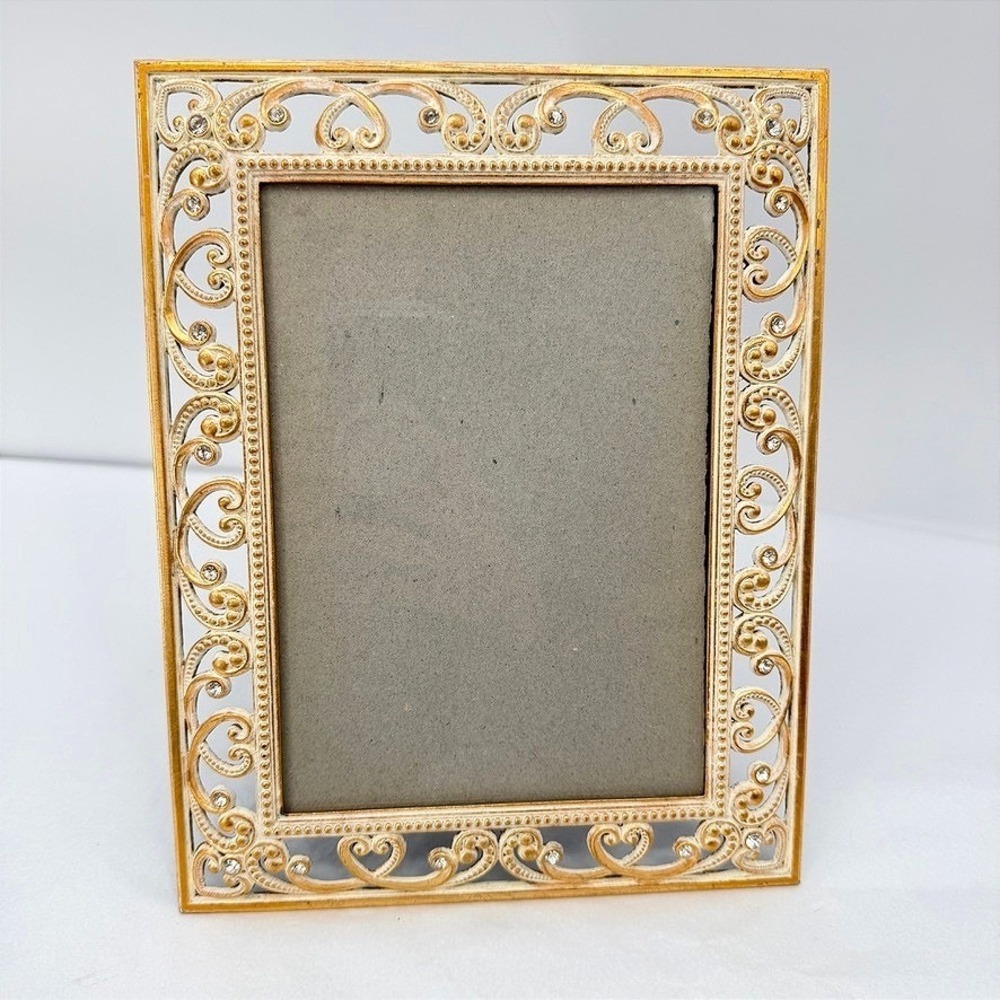 Decorel Picture Frame Gold Filigree Rhinestone Shabby Chic Victorian Decor 5x7